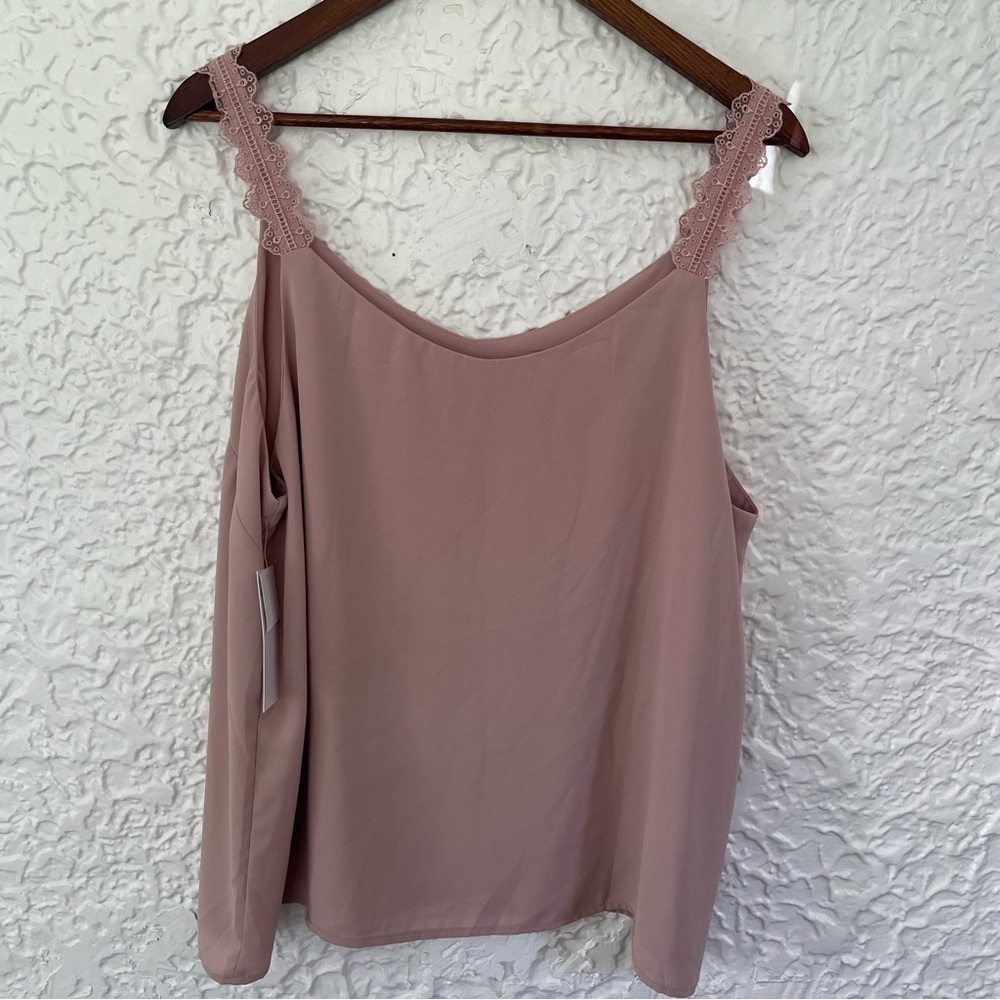 Nordstrom Rack NWT Blush Pink Adobe Eyelet Trim Tank Top Blouse Size XL Summer - Picture 4 of 7